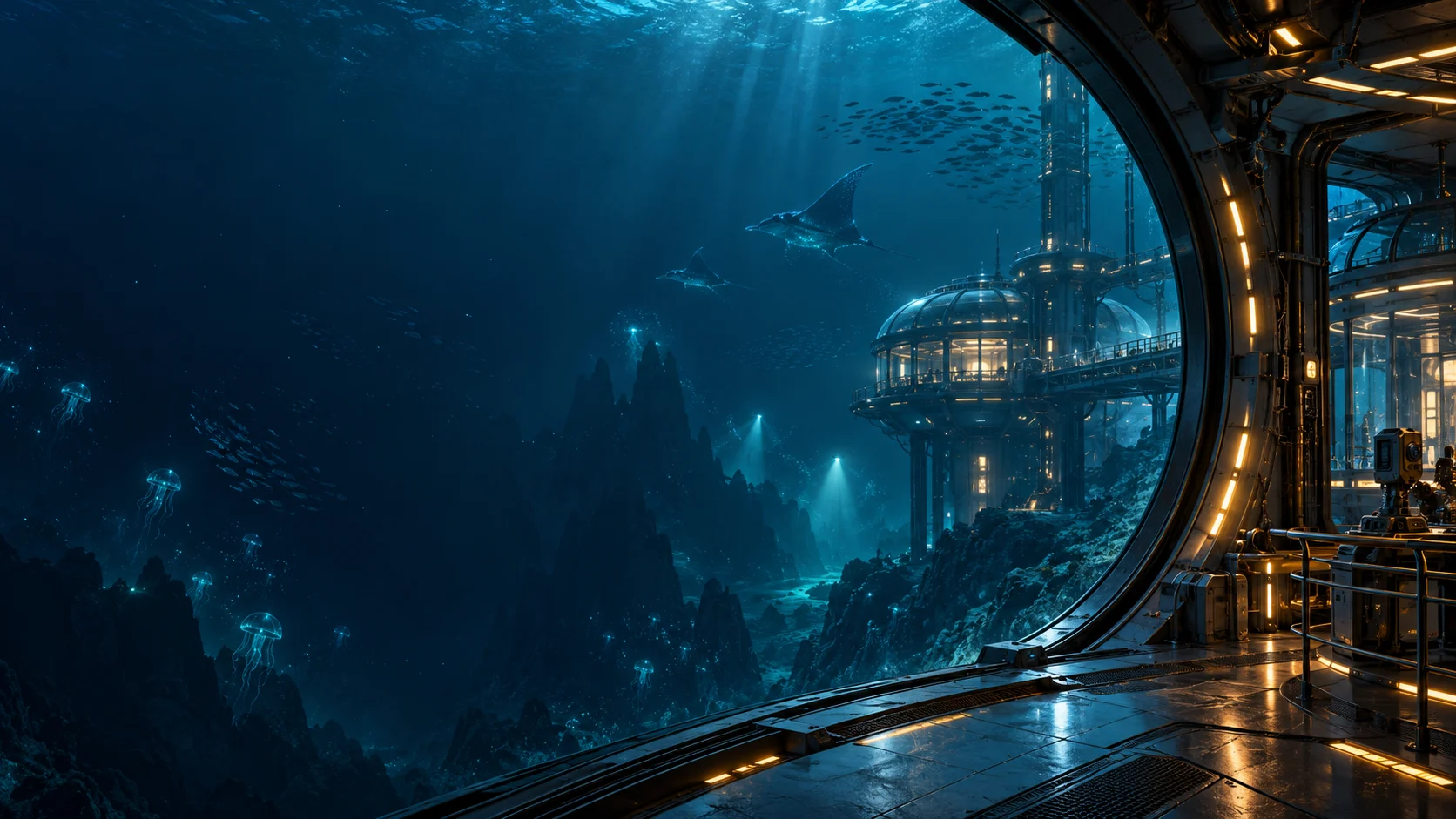 Abyssal Station — ink-painted or illustrated environment