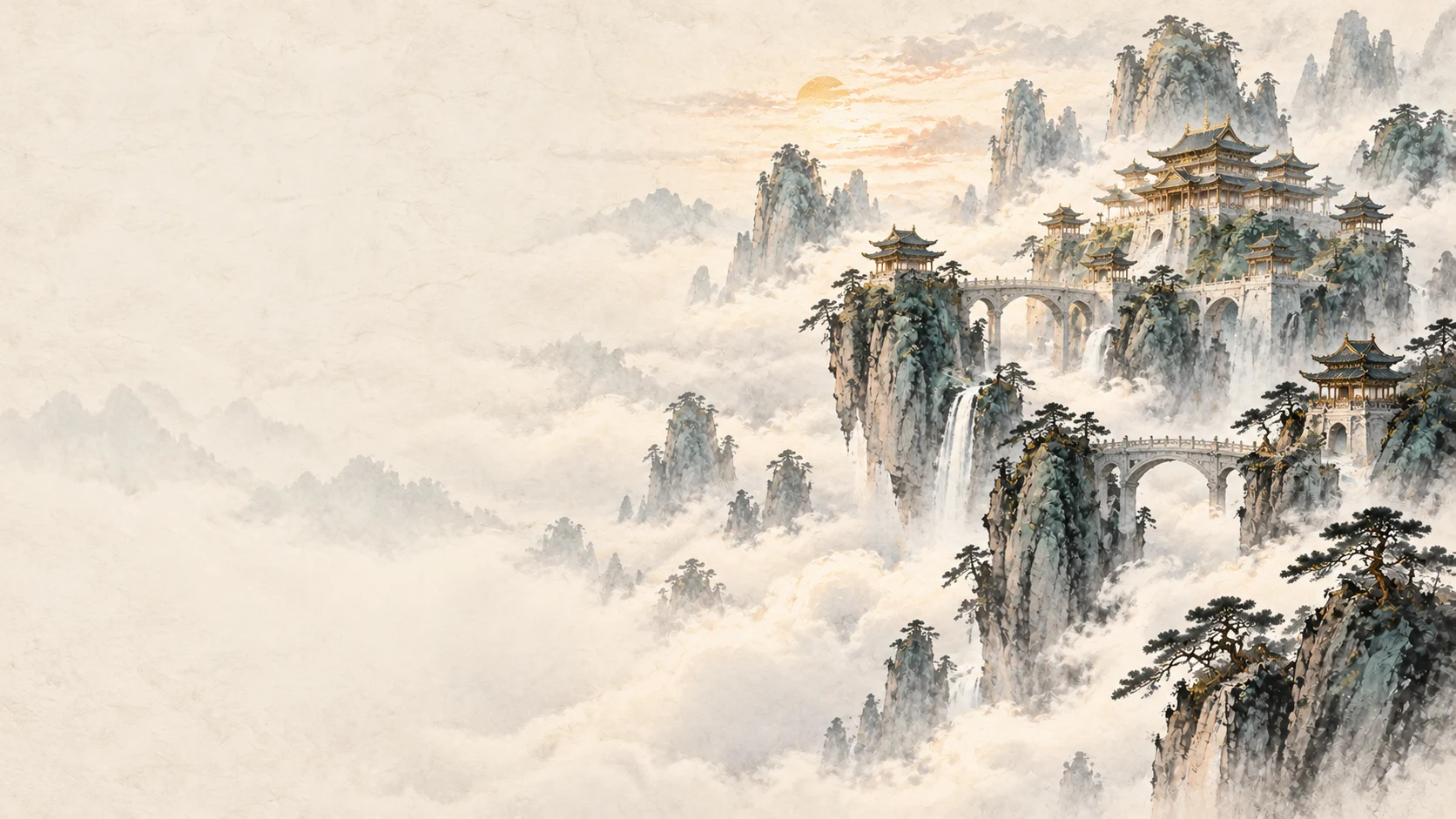 云阙仙宫 · Celestial Palace — ink-painted or illustrated environment