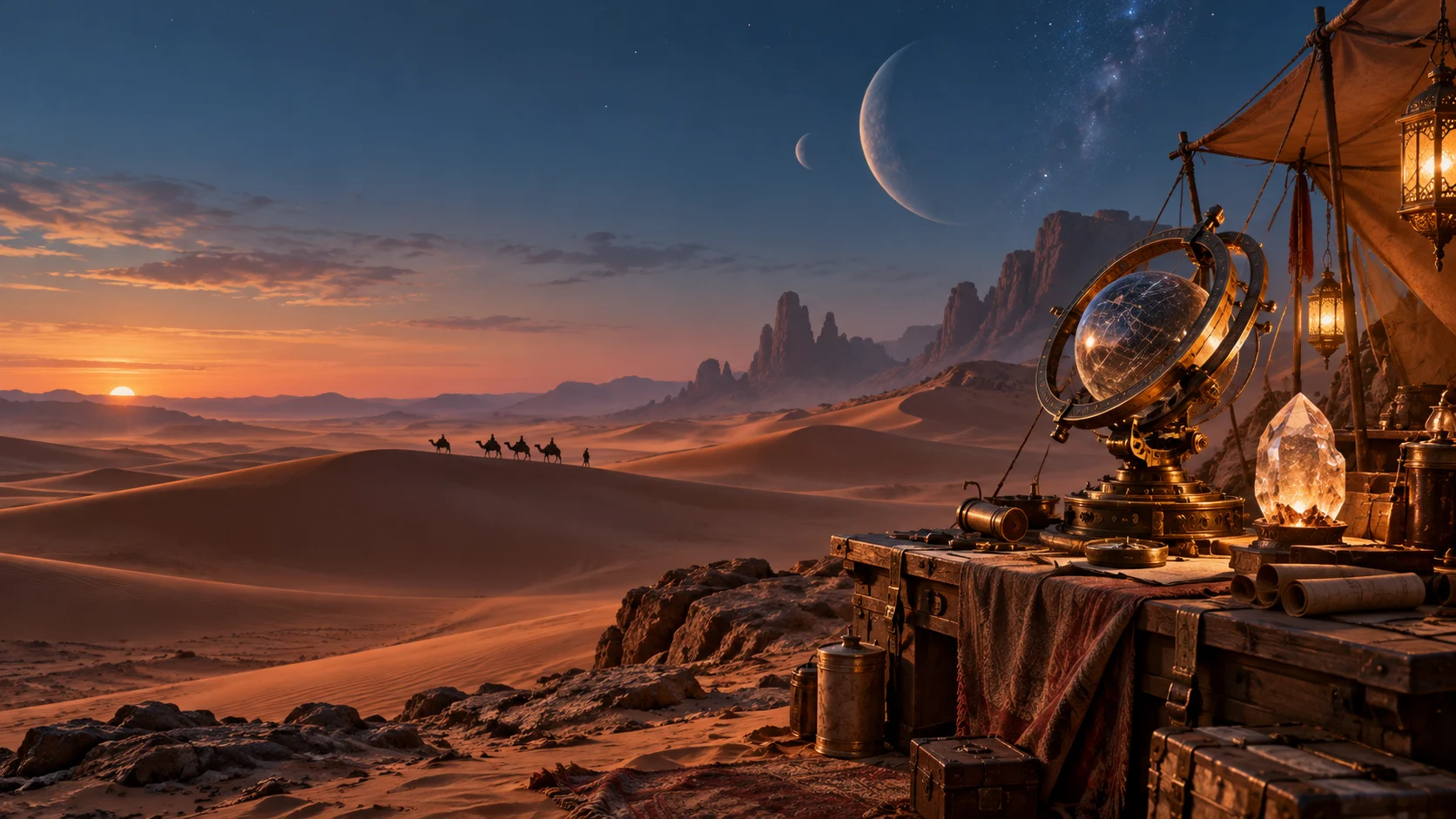 Dune Navigator — ink-painted or illustrated environment
