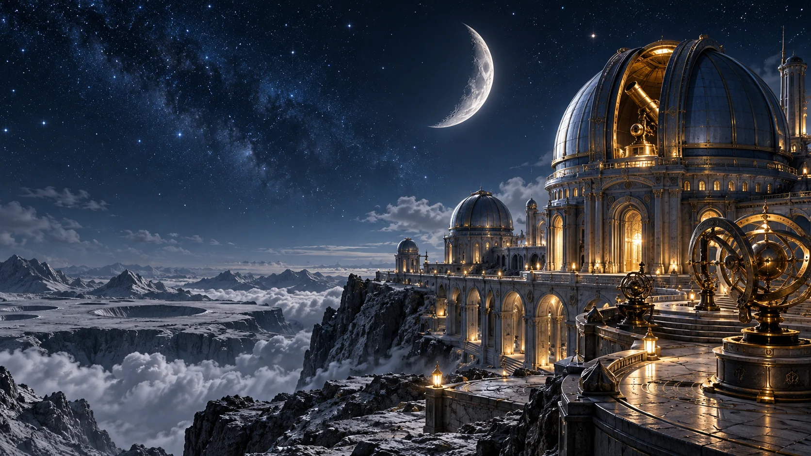 Lunar Observatory — ink-painted or illustrated environment