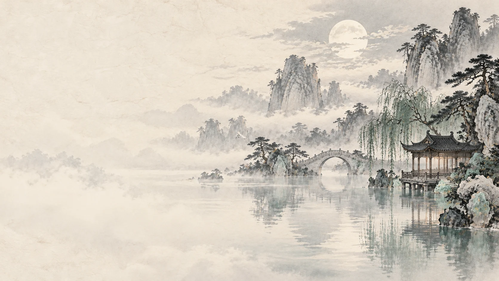 瑶池月境 · Moonlit Jade Lake — ink-painted or illustrated environment